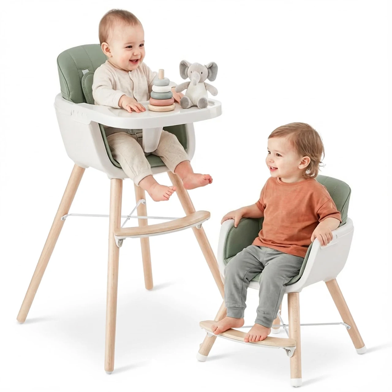 3-in-1 Wooden High Chair · Green